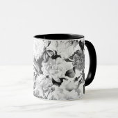 Mug Aquarelle moderne noir blanc pays floral (Devant droit)