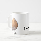 Mug Aquarelle moderne Nom monographique d'oiseau Robin (Devant gauche)