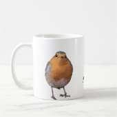 Mug Aquarelle moderne Nom monographique d'oiseau Robin (Gauche)
