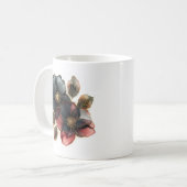 Mug Aquarelle moderne or noir et fleurs bordeaux (Devant gauche)
