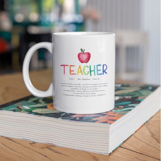 Mug Aquarelle moderne Rainbow Teacher Merci
