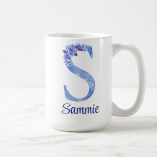 Mug Aquarelle monochrome de 15 oz Blues et Floral