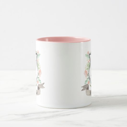 Mug Aquarelle Monogramme floral (Centre)