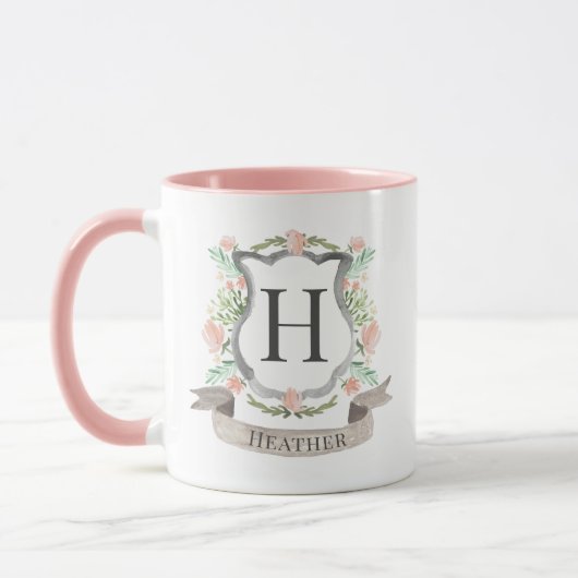 Mug Aquarelle Monogramme floral (Gauche)