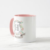 Mug Aquarelle Monogramme floral (Devant gauche)