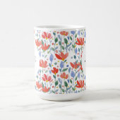 Mug Aquarelle Monogramme Florale En Rouge Et Bleu (Centre)
