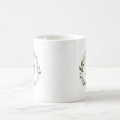 Mug Aquarelle monogramme Sage Vert Feuilles couronne (Centre)