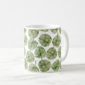 Mug Aquarelle Monstera Vert Tropical Feuilles sans cou (Devant droit)