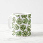 Mug Aquarelle Monstera Vert Tropical Feuilles sans cou (Devant gauche)