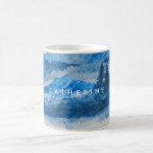 Mug Aquarelle Montagnes d'hiver Peinture paysagère (Centre)