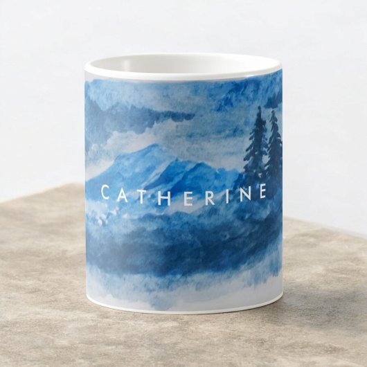 Mug Aquarelle Montagnes d'hiver Peinture paysagère