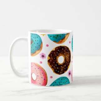 Mug Aquarelle motif avec rose, bleu et chocolat d