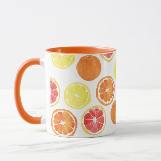 Mug Aquarelle Motif de fruits d'agrumes (Gauche)