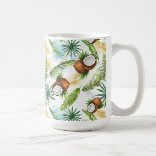 Mug Aquarelle Motif de noix de coco tropicale (Droite)