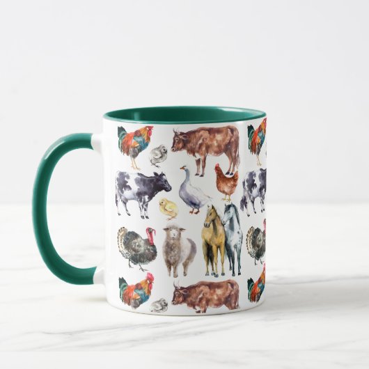 Mug Aquarelle motif des animaux de ferme (Gauche)