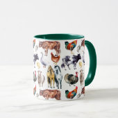 Mug Aquarelle motif des animaux de ferme (Devant droit)