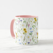 Mug Aquarelle Motif floral de prairie sauvage (Devant gauche)