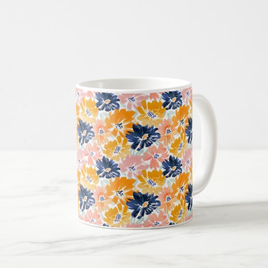 Mug Aquarelle Motif Floral Rétro (Devant droit)