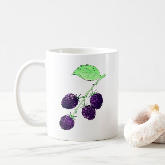 Mug Aquarelle Mûre Violette Botanique (Avec donut)
