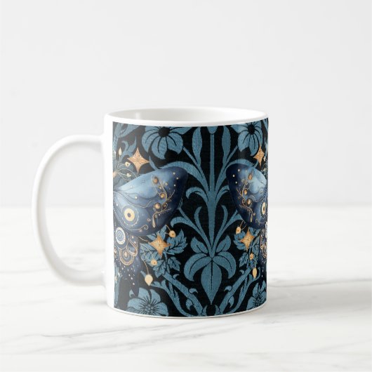 Mug Aquarelle mystique Bleu et doré Night Moth (Gauche)