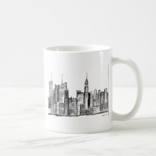 Mug Aquarelle New York City noir vintage manhattan