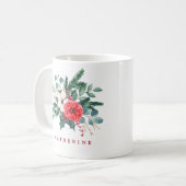 Mug Aquarelle Noël Botanique Nom personnalisé (Devant gauche)