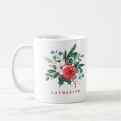 Mug Aquarelle Noël Botanique Nom personnalisé (Gauche)