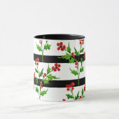 Mug Aquarelle Noël Holly Moderne Motif (Centre)