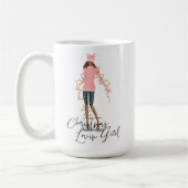 Mug Aquarelle Noël Lovin' Girl Enveloppée Dans Les Lum (Gauche)