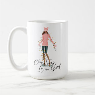 Mug Aquarelle Noël Lovin' Girl Enveloppée Dans Les Lum