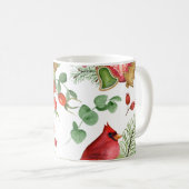 Mug Aquarelle Noël Poinsettia et Cardinal Rouge (Devant droit)
