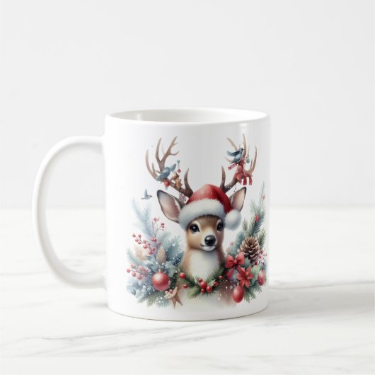 Mug Aquarelle Noël rennes (Gauche)
