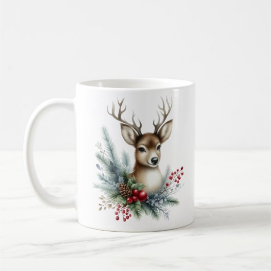 Mug Aquarelle Noël rennes (Gauche)