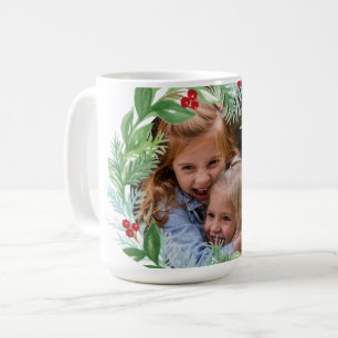 Mug Aquarelle Noël Vacances PHOTO Wreath