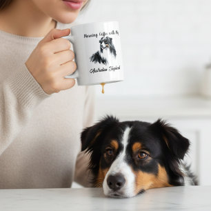 Mug Aquarelle noire Berger Australien personnaliser