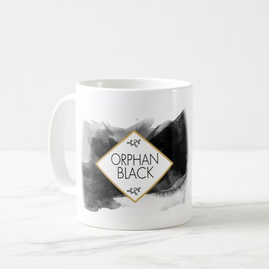 Mug Aquarelle noire noire orpheline (Devant gauche)