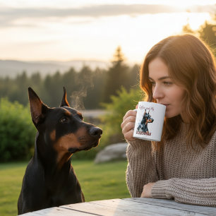 Mug Aquarelle Noirs/Café Brown et DOBERMAN