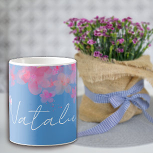 Mug Aquarelle nom bleu floral