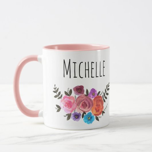 Mug Aquarelle Nom floral (Gauche)