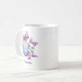 Mug Aquarelle OEuf bleu lapin de Pâques et arc violet (Devant gauche)