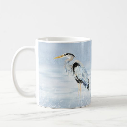 Mug Aquarelle Oiseau de grand héron bleu (Gauche)