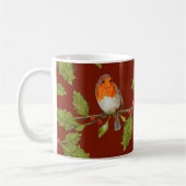 Mug Aquarelle Oiseau de Robin sur Oreiller à la branch (Gauche)