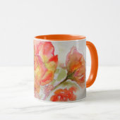 Mug Aquarelle orange rose jaune peinture florale (Devant droit)