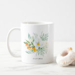 Mug Aquarelle Orchidées & Kumquats Bouquet Bridesmaid<br><div class="desc">Bouchon floral,  blanc et élégant,  avec bouquet d'aquarelle d'orchidées,  de verdure et de kumquats. Personnalisez en ajoutant des noms ou des phrases courtes. Cette tasse d'orchidées sera parfaite comme cadeau personnalisé.</div>