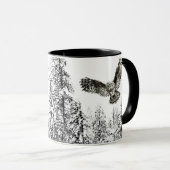 Mug Aquarelle originale Frappe ou Chasse Chouette Oise (Devant droit)