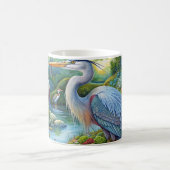 Mug Aquarelle originale Grand Héron Bleu Boug d'oiseau (Centre)