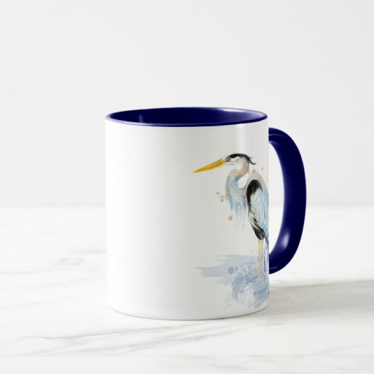 Mug Aquarelle originale Great Blue Heron Bird (Devant droit)