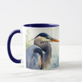 Mug Aquarelle originale Great Blue Heron Bird (Gauche)