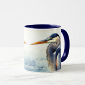 Mug Aquarelle originale Great Blue Heron Bird (Devant droit)