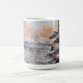 Mug Aquarelle Pagode japonaise & Fuji (Centre)